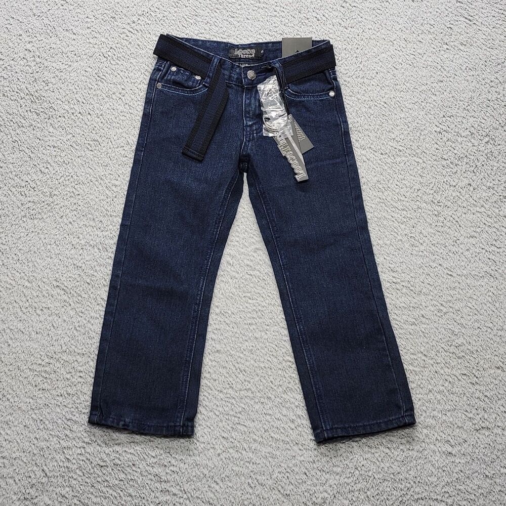 Loose Thread Denim Regular Fit Straight Leg Jeans With Belt Size 5 NWT